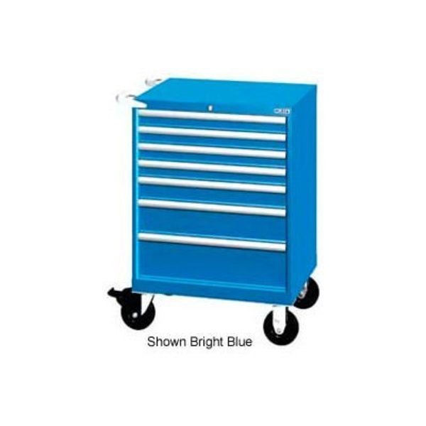 Lista International Lista 28-1/4"W Mobile Cabinet, 7 Drawers, 72 Compart - Bright Blue, No Lock XSST0750-0701MBBNL